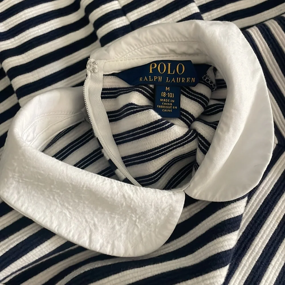 Polo by Ralph Lauren navy striped dress girls size 8/10 - Picture 4 of 4